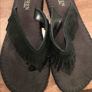 😍NWOB😍 Ralph Lauren Suede Fringe Slippers
